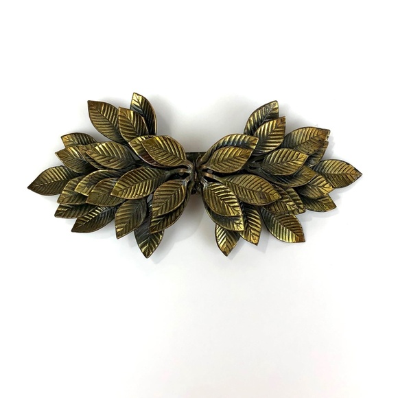 Vintage Gold-tone Angel Wings Leaves Pin Brooch Scarf Clip 4 1/2 Inch - Picture 5 of 8